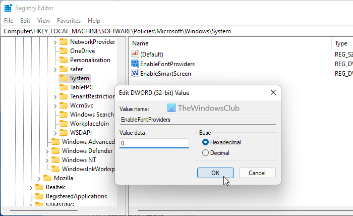 Cómo permitir o bloquear Windows para que no descargue el catálogo de fuentes