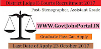 District Judge E-Courts Recruitment 2017– 24 Stenographer, Assistant Grade