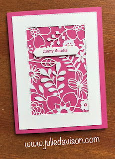 VIDEO: 3 Cards in 30 Seconds ~ Stampin' Up! Delightfully Detailed Laser-Cut Paper In Color Cards  ~ www.juliedavison.com