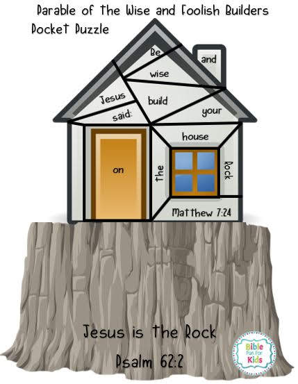 Parable Of Build Your House On The Rock Be A Light Bible Fun For Kids