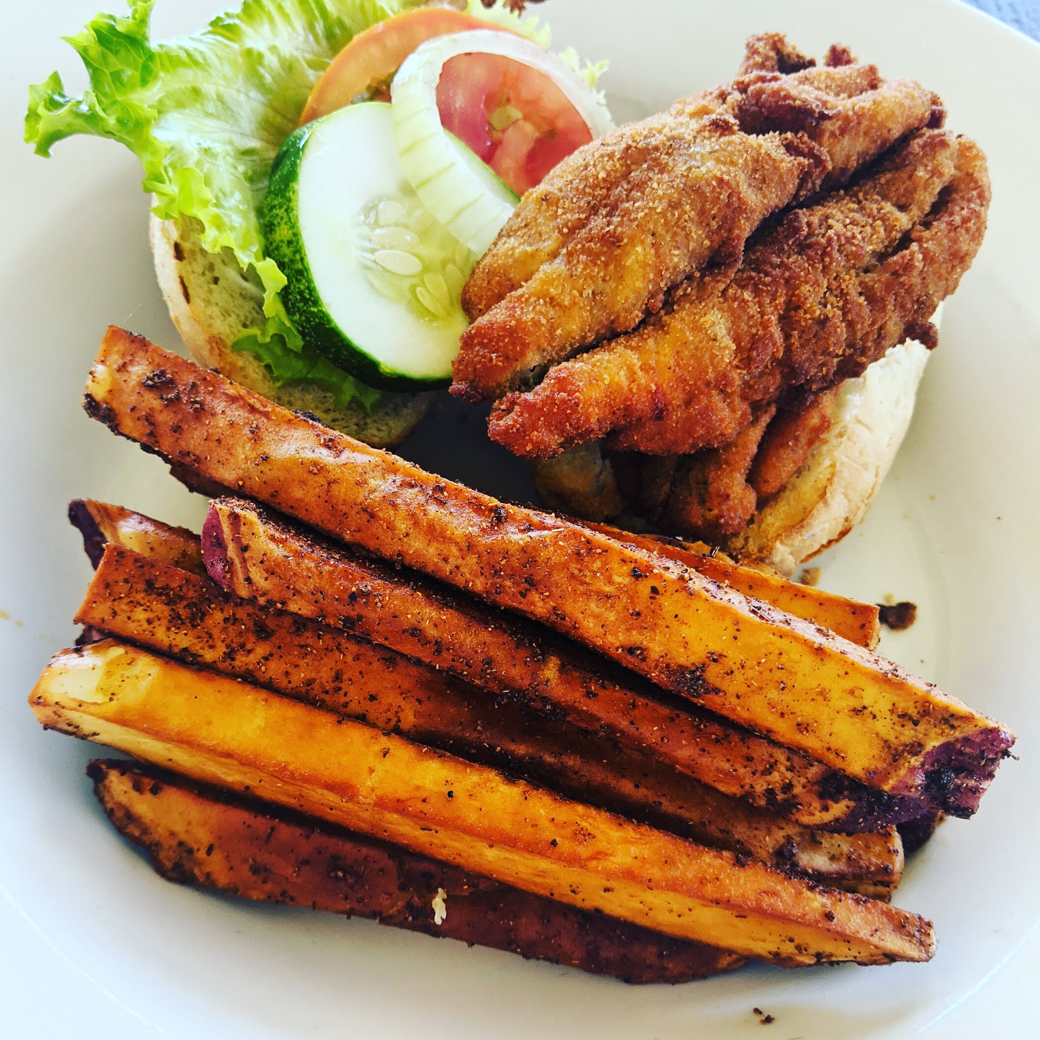sweet potato fries and fish cutter barbados