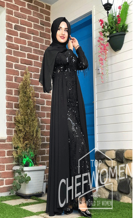 فساتين محجبات سواريه اسود فساتين سواريه محجبات تركي