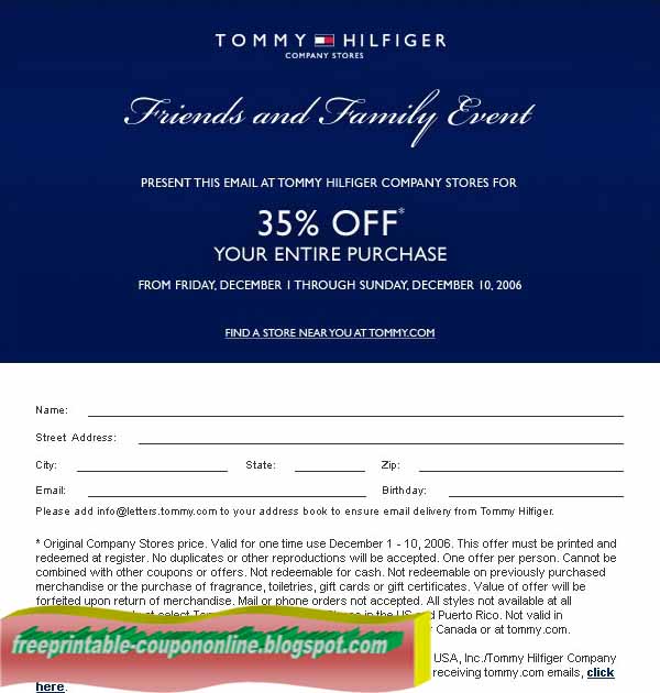 tommy hilfiger factory outlet coupon