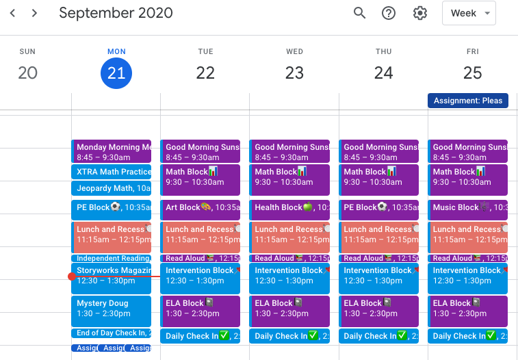 Distance Learning Organize Their Day with Google Calendar Grace and
