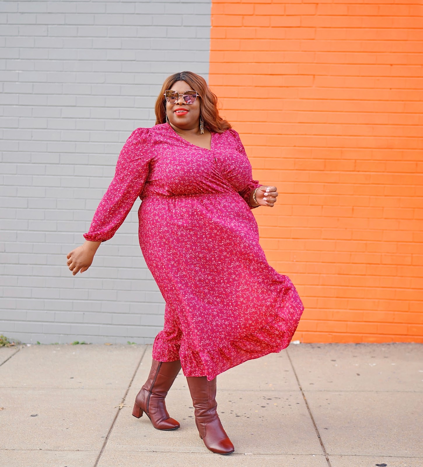 plus size dress with knee high boots