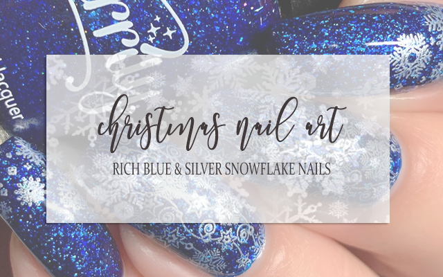 CHRISTMAS NAIL ART: Rich Blue & Silver Snowflakes Nails - Prairie Beauty