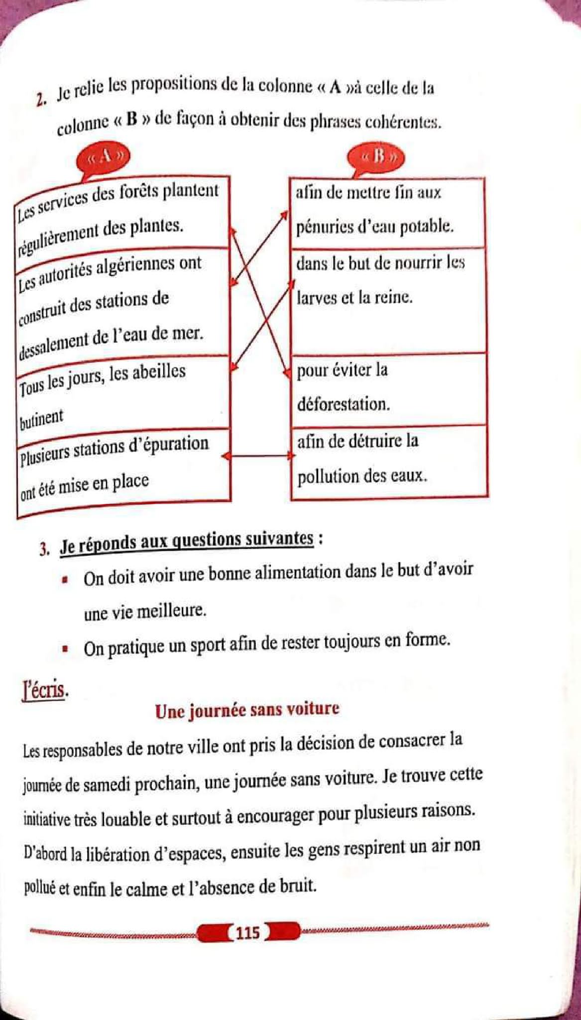 حل تمارين صفحة 125 الفرنسية للسنة الأولى متوسط الجيل الثاني