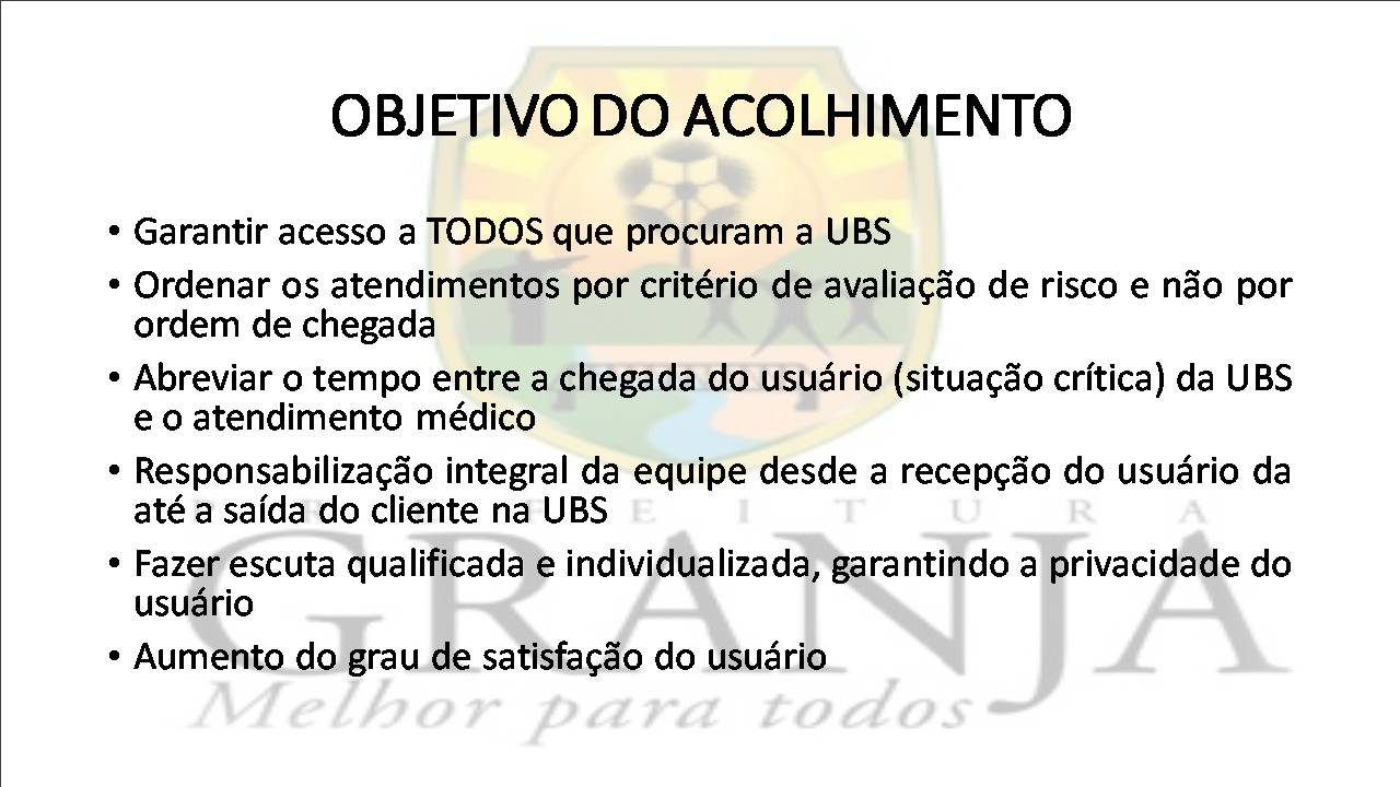 Rota de Impacto Rotina de Acolhimento da UBS Hugo Porfírio da Mota