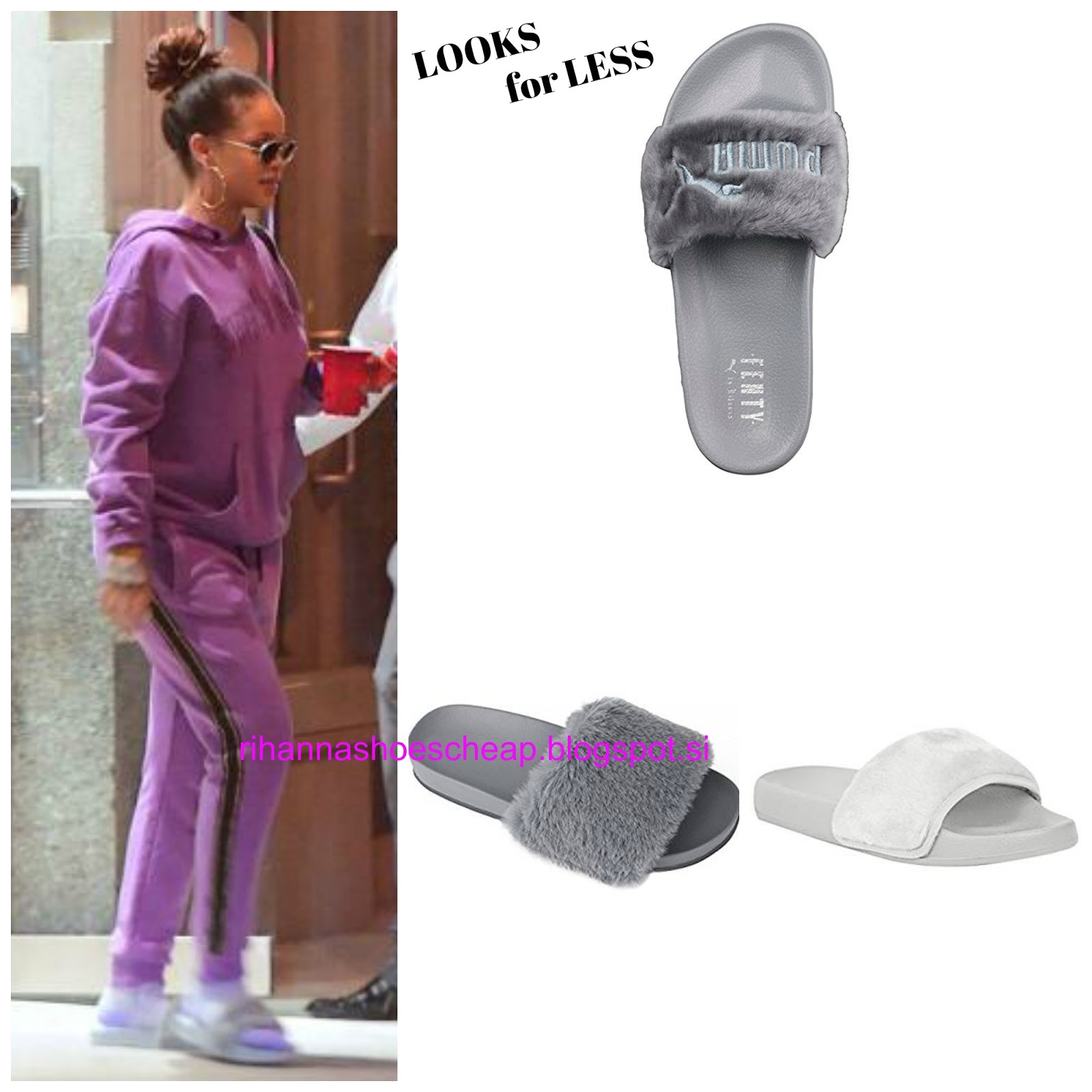 puma faux fur slides