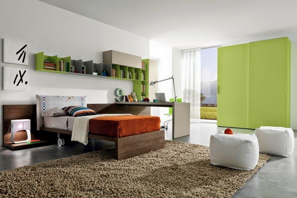 Child&#8217;s bedroom in green apple