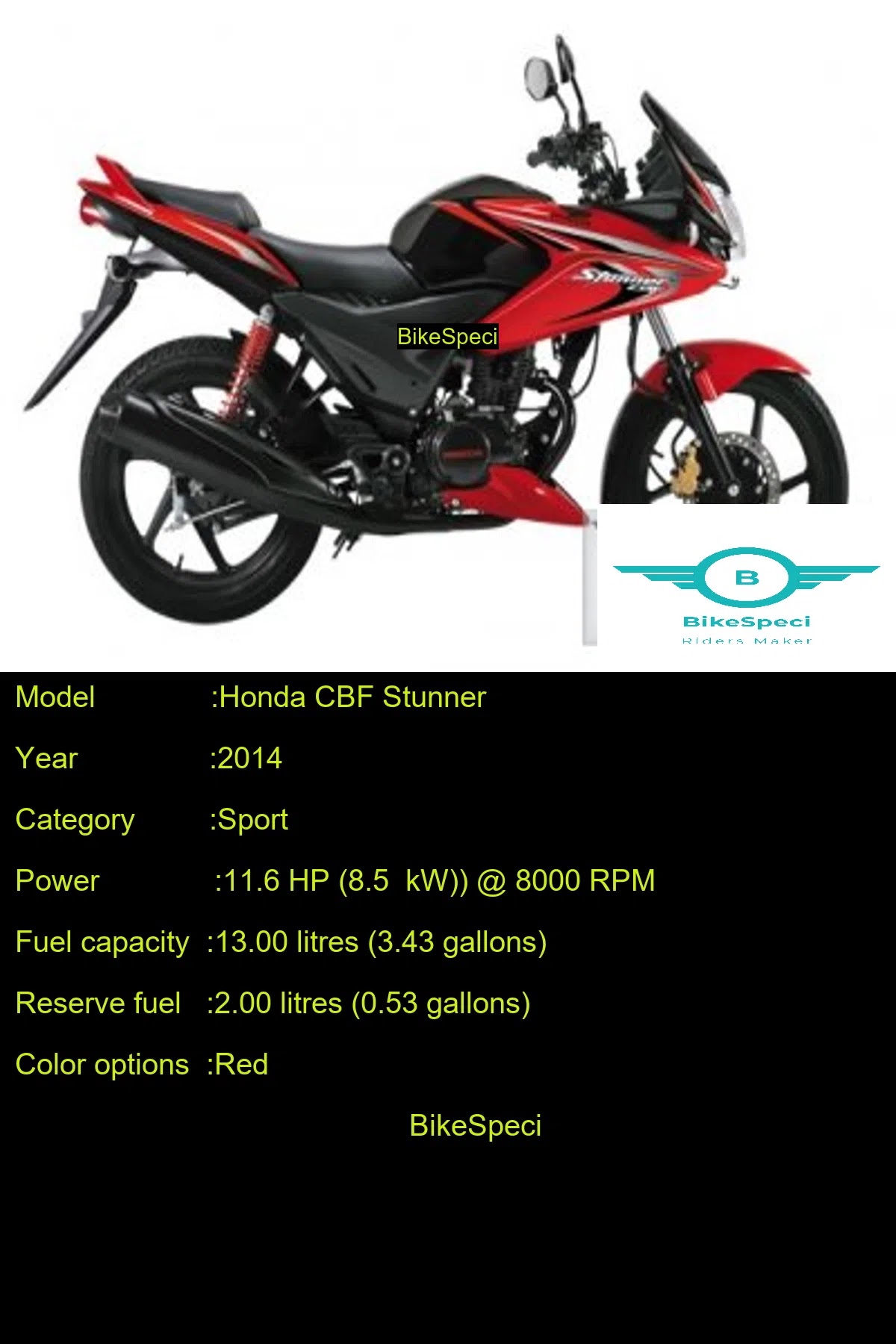 Honda CBF Stunner Price, Photos, Millage, Speed, Colours etc