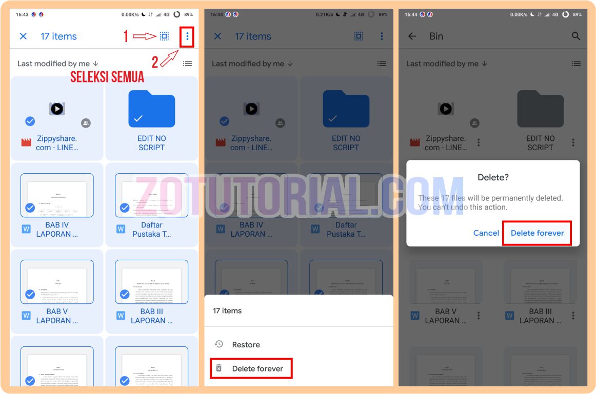 Cara Hapus/Mengosongkan Isi Data Google Drive Permanen - zotutorial
