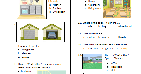  Contoh  Soal Bahasa Inggris Kelas  1  Sd  Tentang My House
