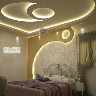 modern gypsum board design for false ceiling and wall for bedrooms 2019