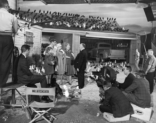 The Birds, Alfred Hitchcock in the set