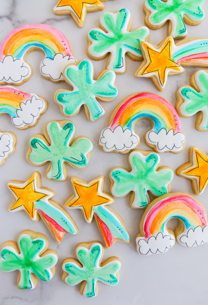 How to Make Watercolor Cookies - Watercolor St. Patrick's Day Cookies