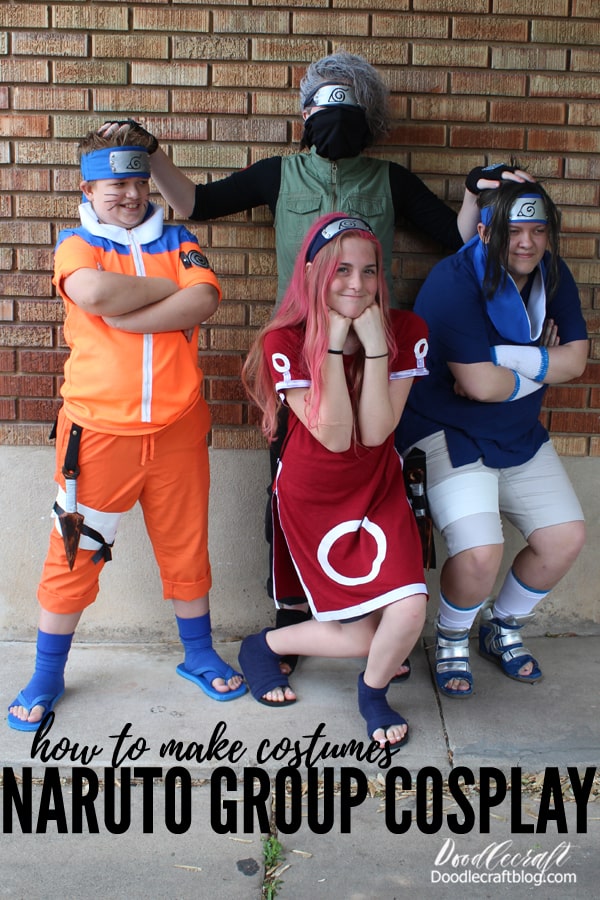 Make Naruto cosplay halloween costumes using thrifted items and the Cricut Maker with EasyPress 2. Naruto Group Cosplay Halloween Costumes DIY! Are you a fan of Naruto? My kids love the show and did a fun cosplay fan convention with their friends about a few years ago.  This is the perfect group costume idea for Halloween or comic fandom conventions. I always see a few Naruto cosplayers when I go to conventions...but the bigger the group--the better!