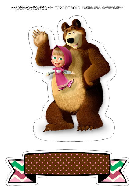 Masha and the Bear Party: Free Printable Cake Toppers. Masha and the Bear Party: Free Printable Cake Toppers.
