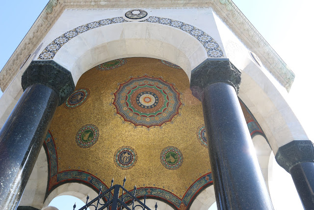 German Fountain's octagonal dome has eight marble columns and dome's interior is covered with golden mosaics at Hippodrome in Istanbul, Turkey German Fountain's octagonal dome has eight marble columns and dome's interior is covered with golden mosaics at Hippodrome in Istanbul, Turkey