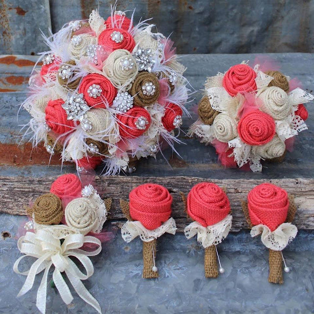 Coral wedding flowers