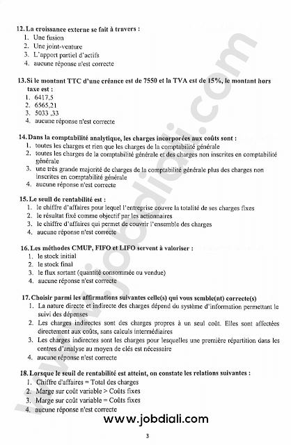 Exemple Concours Rédacteur Judiciaire 3ème grade Gestion des Entreprises - Ministère de la justice