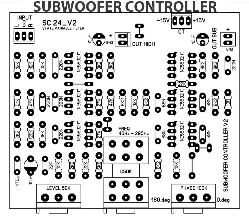 PCB Layout Subwoofer Controller NE5532 Electronic Circuit