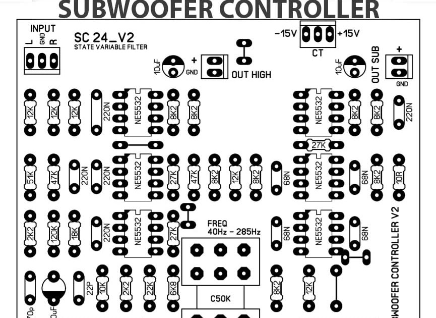 PCB Layout Subwoofer Controller NE5532 Electronic Circuit