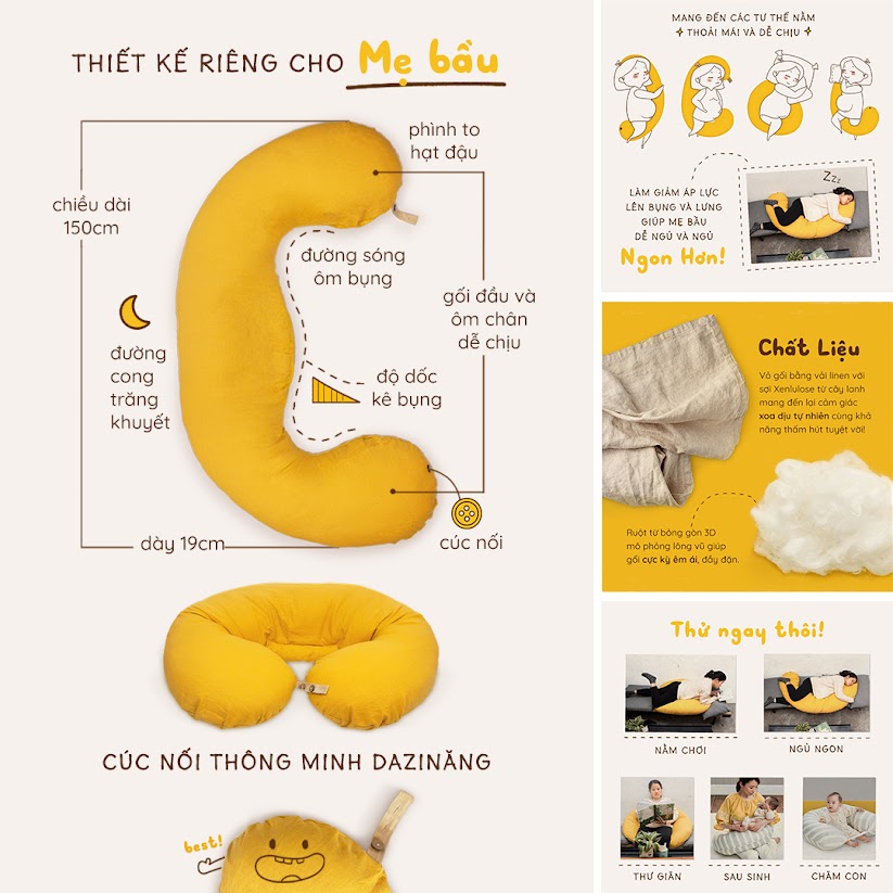 [A159] Mua vỏ gối Bà Bầu chính hãng, chất lượng tốt nhất