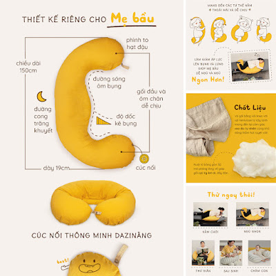 [A159] Nên mua gối bầu nào tốt cho mẹ bầu: Gối bầu Đậu Khuyết