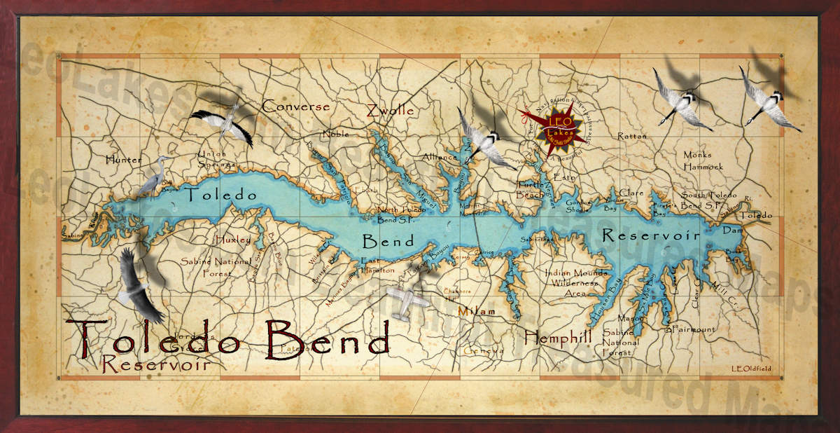 Toledo Bend Map With Cove Names Baitrageous: Toledo Bend Lake Map Painting