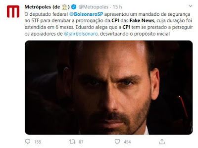 Eduardo Bolsonaro contra CPI das Fake News