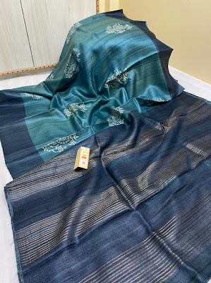 Dest tusser block print sarees
