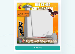 Desain frame foto twibbon selamat ulang tahun Jakarta ke 494 - kanalmu 4