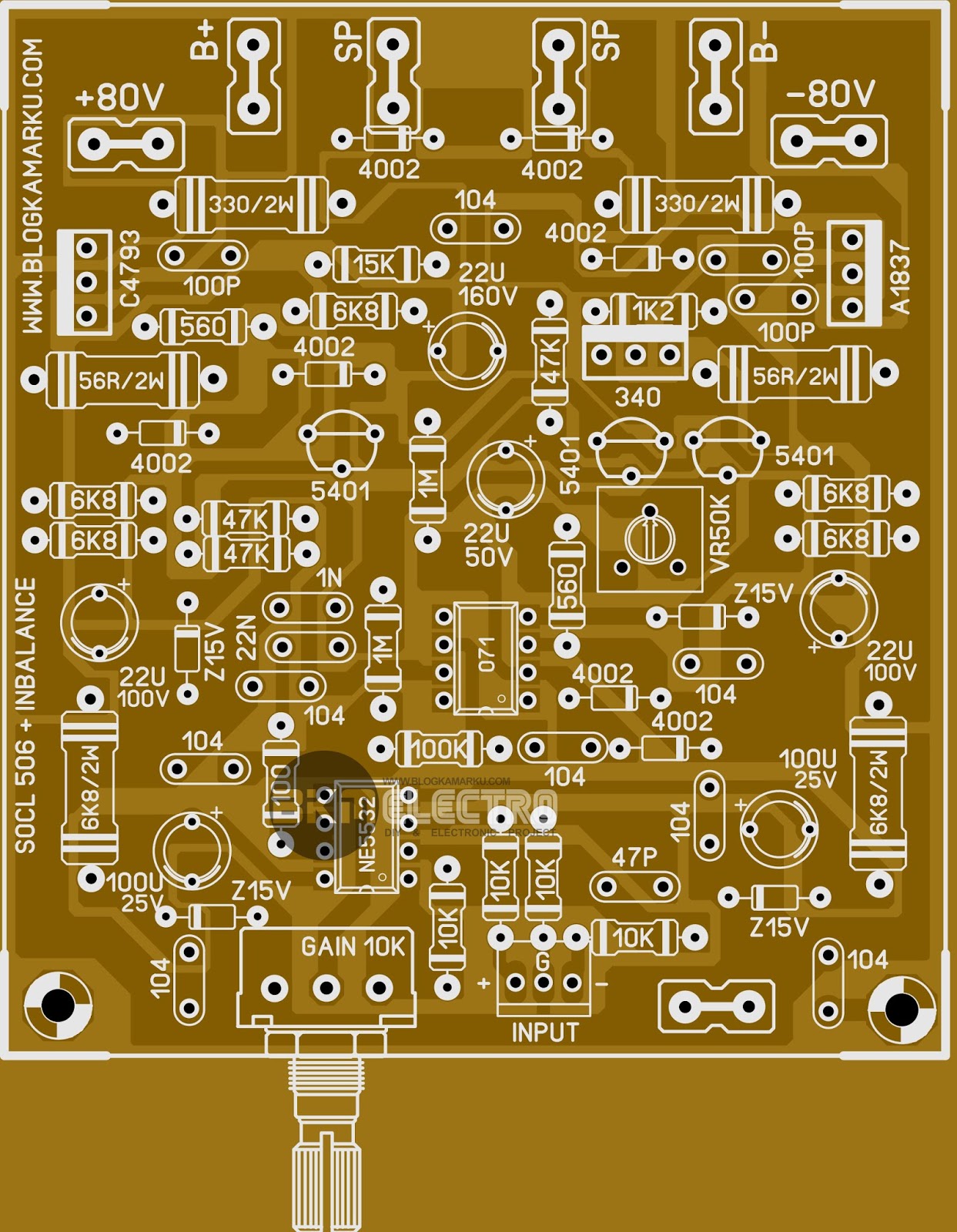 Layout PCB Driver SOCL 506 Plus Input Balance BLOGKAMARKU