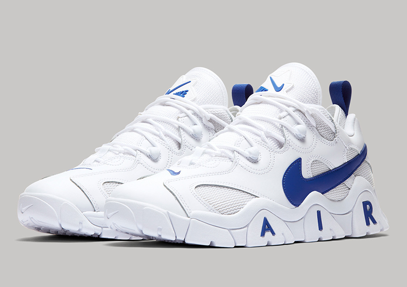 Nike air barrage low white and blue Clearance
