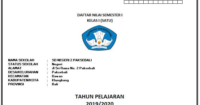 Format Daftar Nilai Kurikulum 2013 Sd Semester 1 Revisi Lima Klik