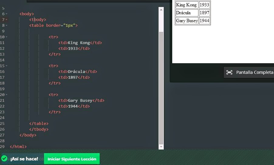 Aprendiendo a Programar Creando tablas en HTML Cuerpo de la Tabla