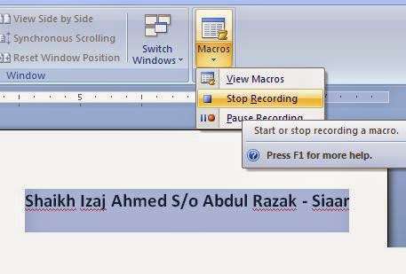 Stop Record Macro
