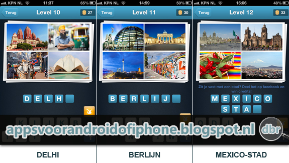 Apps voor Android of iPhone: City Quiz level t/m 30: cheats, hints, hulp, oplossingen en antwoorden
