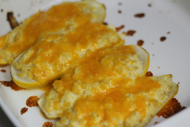 Use up that yellow summer squash with this yummy stuffed corn and cheese recipe from the Victory Garden Cookbook!