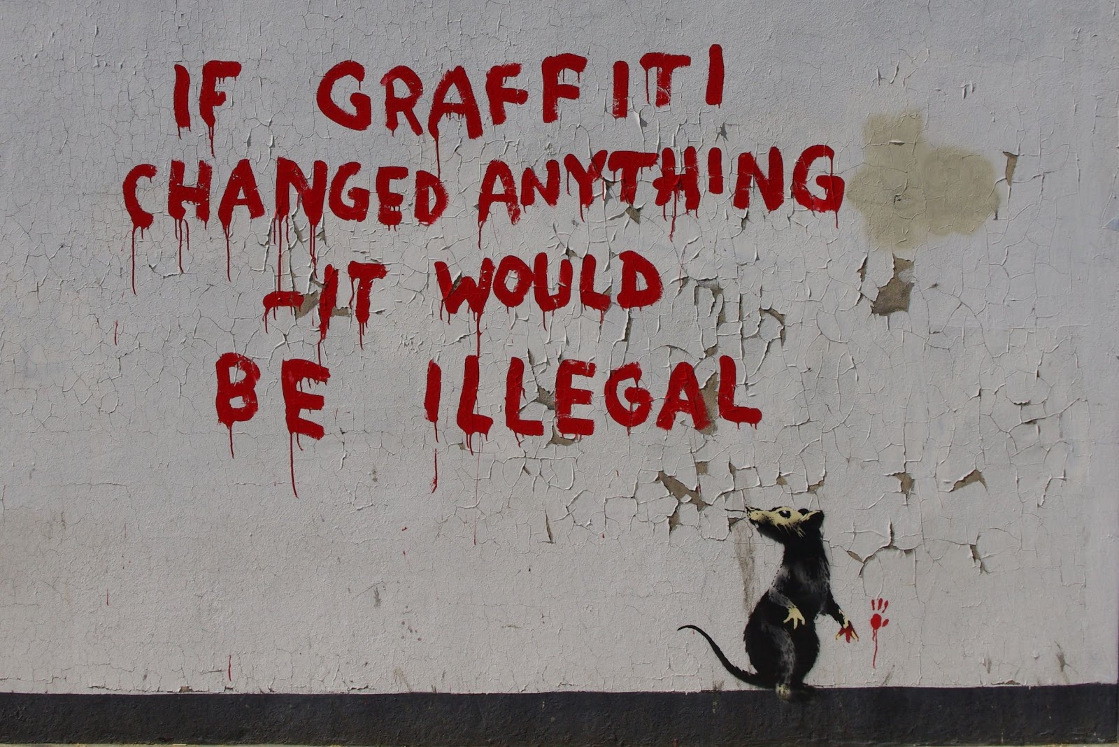 Banksy "Graffiti Rat" New Street Piece In Fitzrovia, London