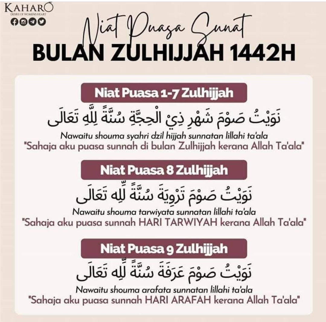 Zulhijjah puasa Niat Puasa