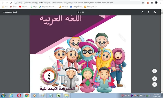 Buku bahasa arab kelas 4 sd/mi sesuai kma 183 tahun 2019