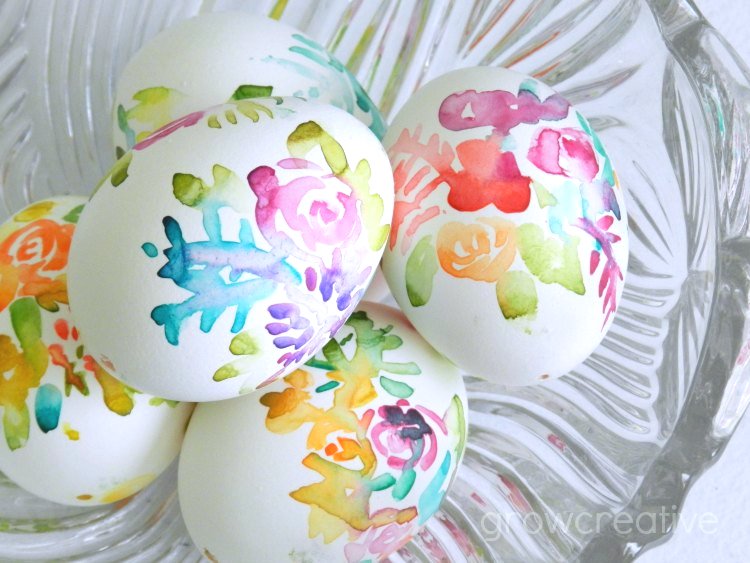 Grow Creative Blog Watercolor Flower Easter Eggs