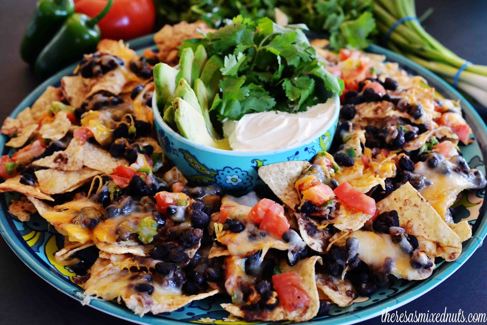 Theresa's Mixed Nuts Black Bean Nachos for Cinco de Mayo