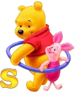 Abecedario de Winnie the Pooh y Piglet Jugando al Hula Hoop.