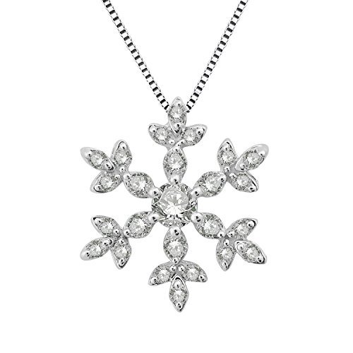 14k White Gold Snowflake Diamond Pendant Necklace (0.30 Carat ...