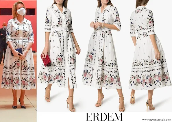 Queen Mathilde wore Erdem Kasia Floral Print Cotton Shirt Dress