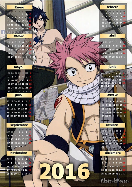 calendario 2016 fairy tail