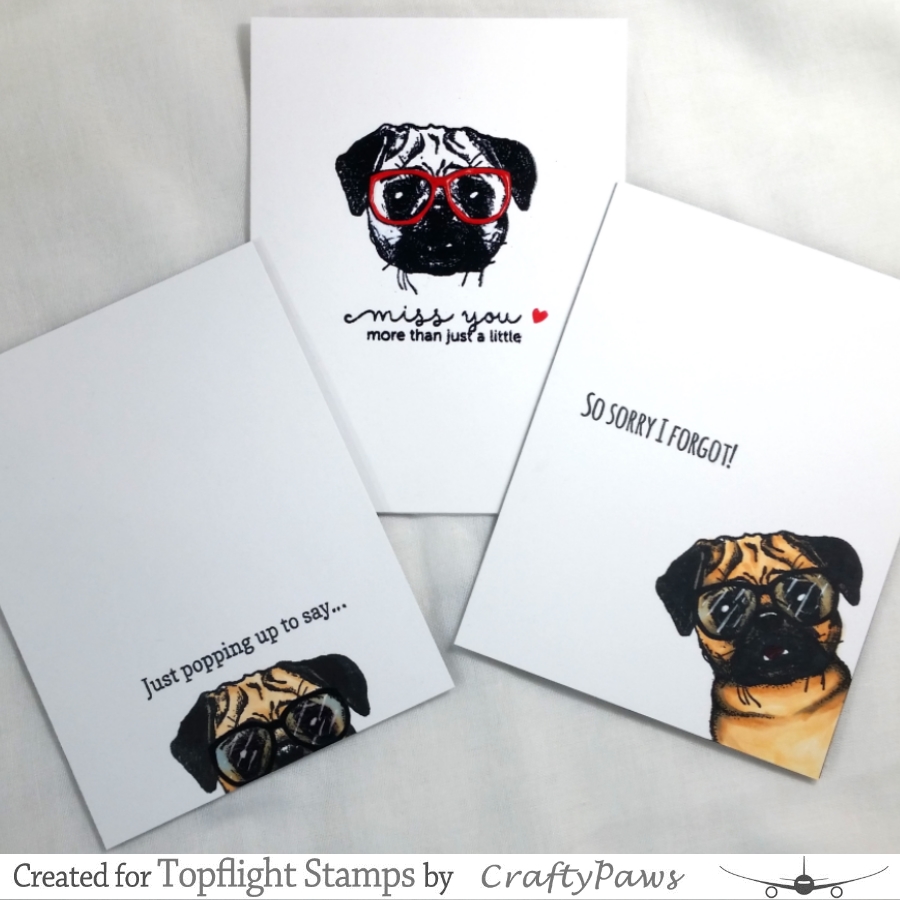 Topflight Stamps Simple Pug Dog Cards Loaded with Personality!